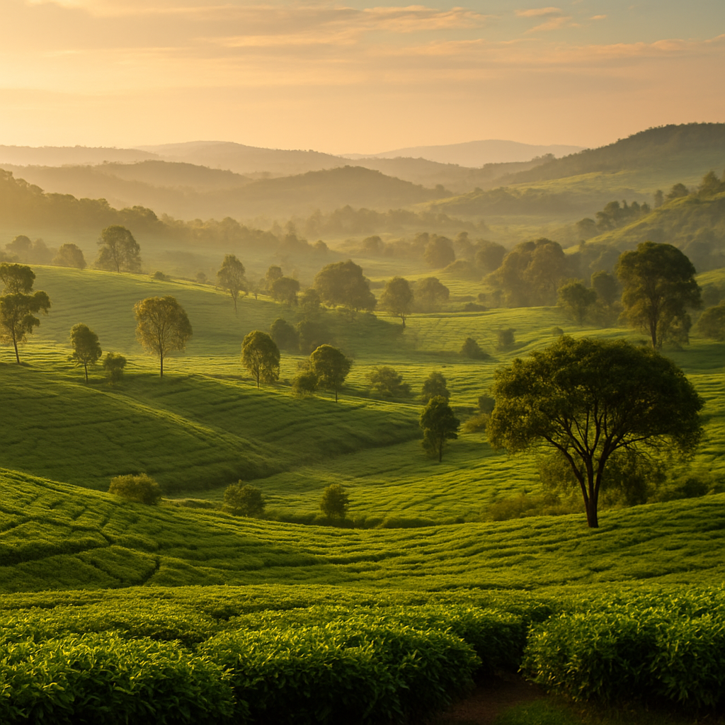 Peaceful green Kenyan countryside near Othaya